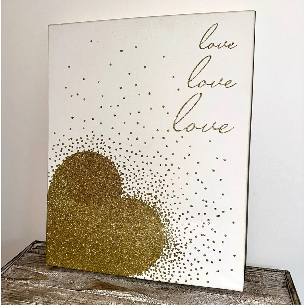 White and Gold Love Wall Art